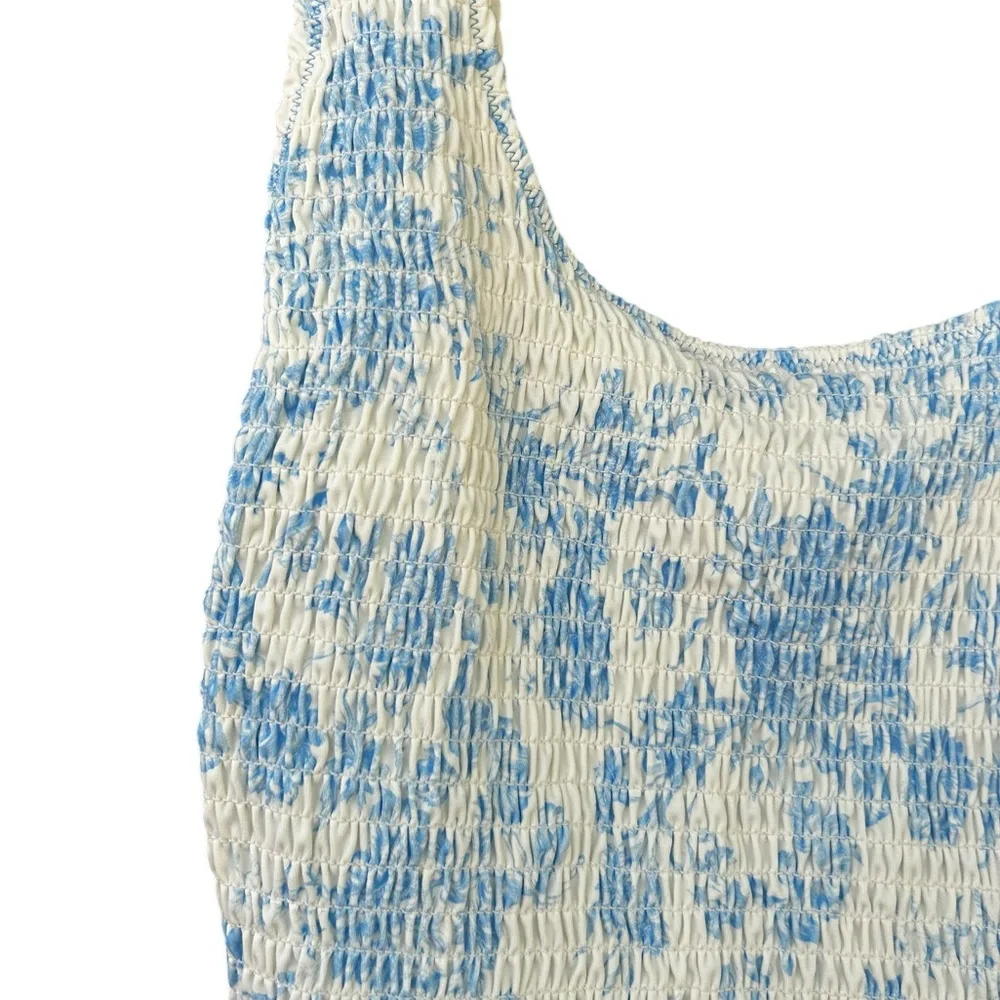 NWT Aerie Smocked Toile Birthday Scoop Cheekiest One Piece Swimsuit - Picture 2 of 6